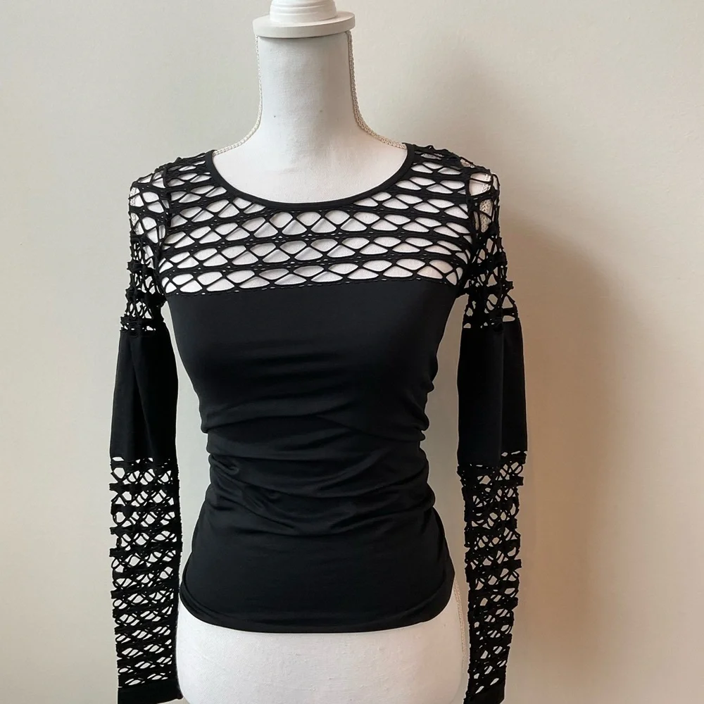 VENUS Black Ruched Cut Out Bodysuit - Picture 1 of 9